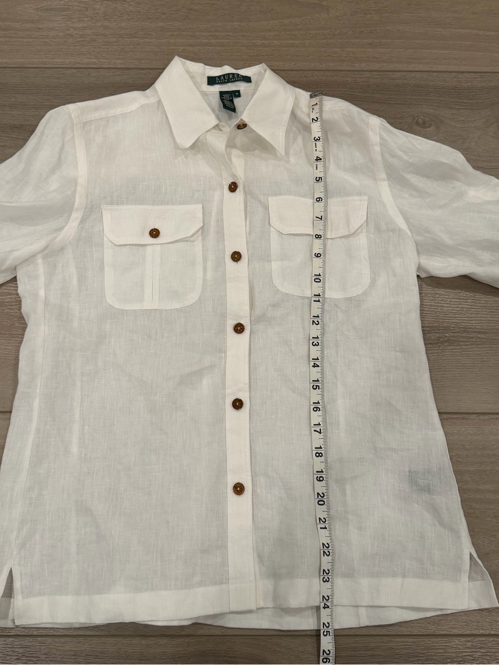 Lauren Ralph Lauren Shirt Size M Linen Tunic Nautical Gold Anchor Buttons - Picture 5 of 9